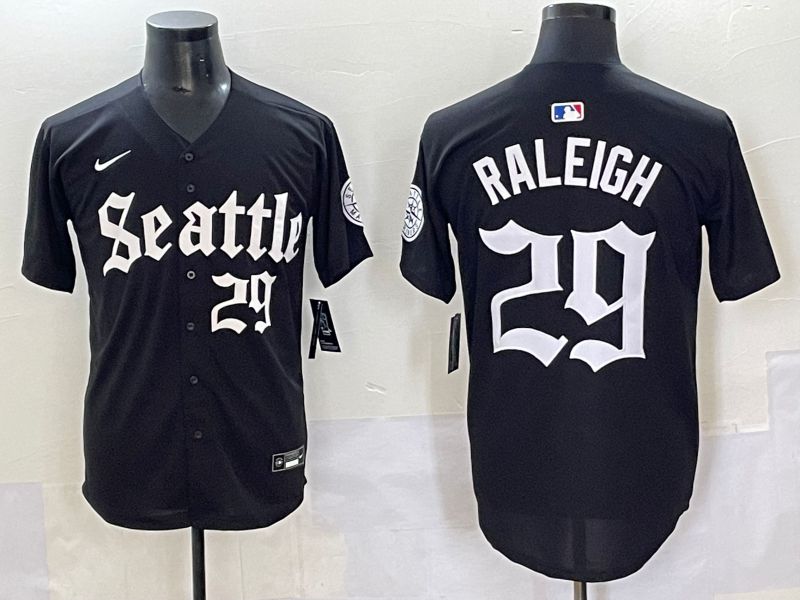 Men 2025 Seattle Mariners 29 Raleigh Black Five generations Joint Name Nike MLB Jersey style 6238